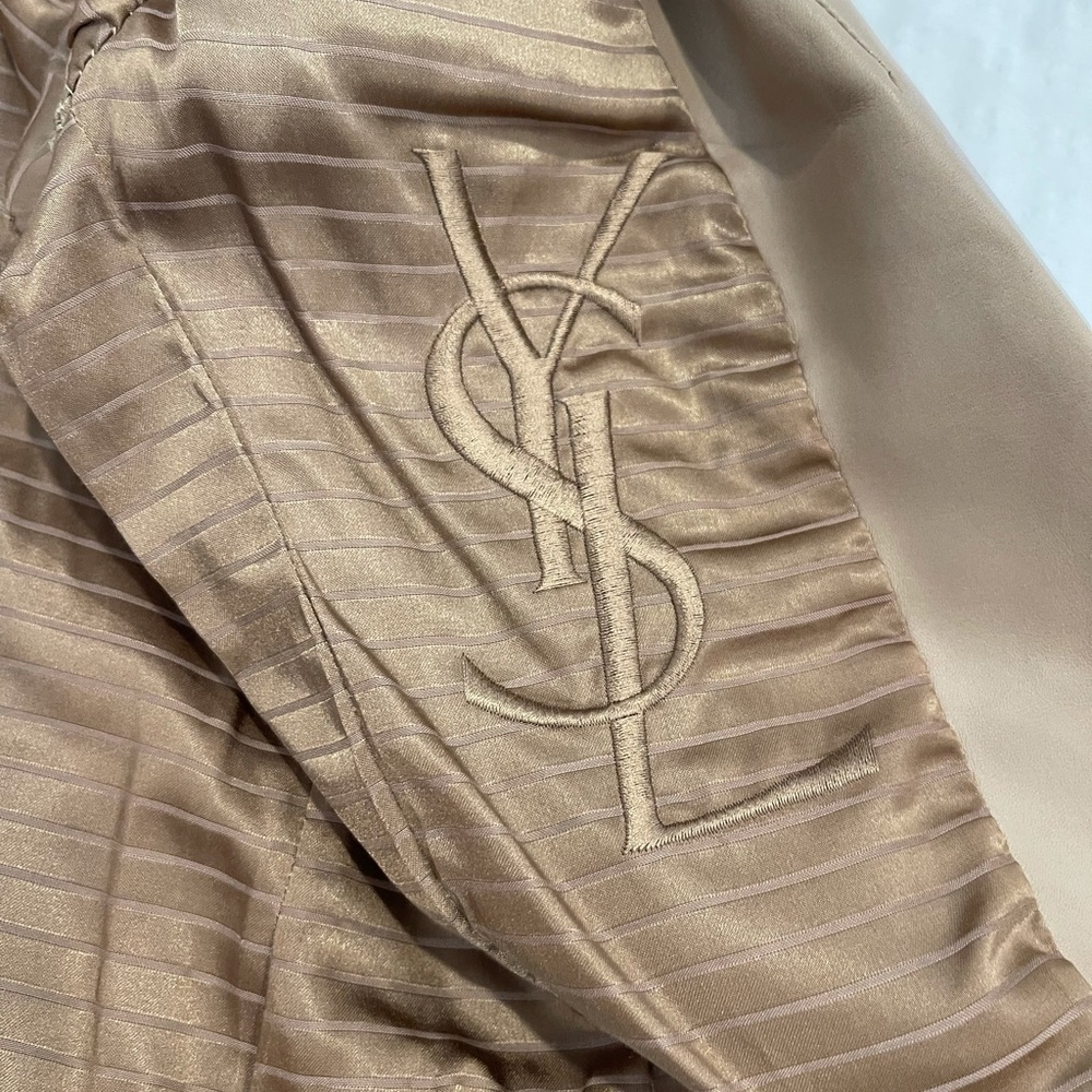 VTG Yves Saint Laurent YSL Tan Beige Leather Single Breasted Blazer Jacket • 40 - Picture 9 of 10